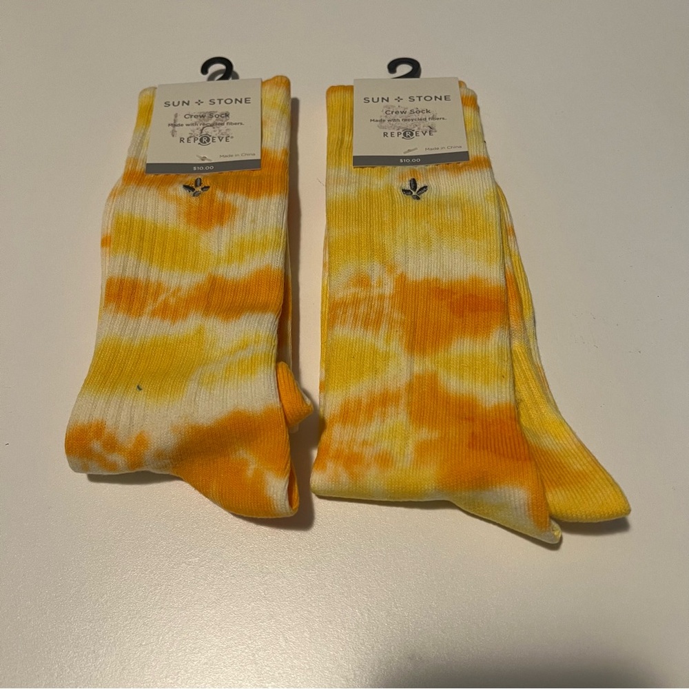 Sun + Stone Casual Yellow and Orange Tie-Dye Socks